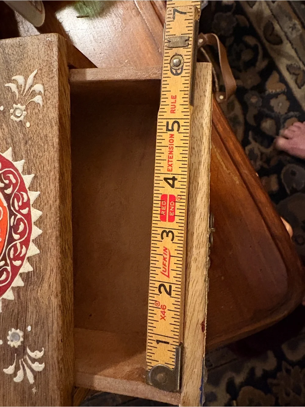 Unique, free-spirited, boho, vintage feel decor, storage box.